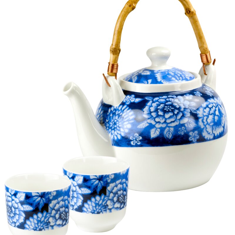 Juego de té de porcelana 'Hehua' de 3 piezas