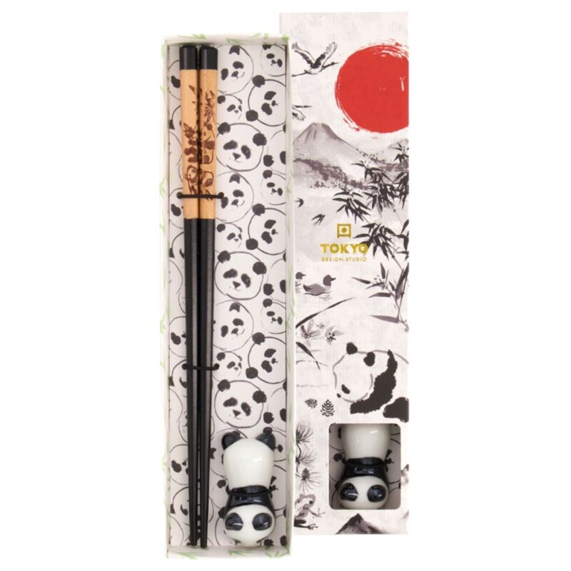 Palillos con soporte, set de regalo y panda