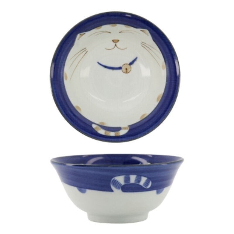 Tayo Bowl, Kawaii Cat Neko, Azul, Ø 15 x 7 cm 500 ml