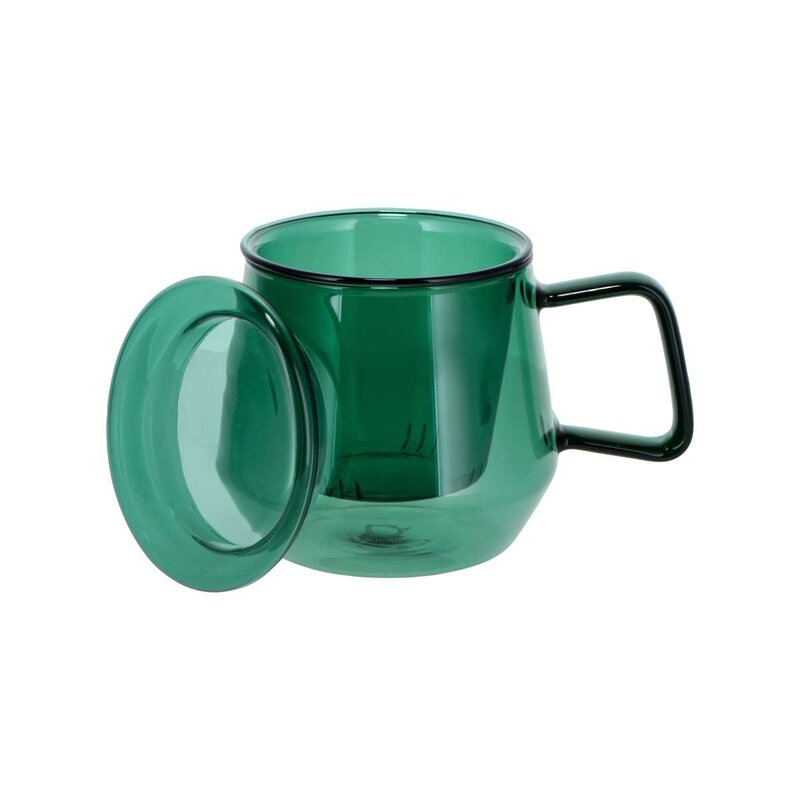 Taza de cristal con tapa 'Livorno' verde