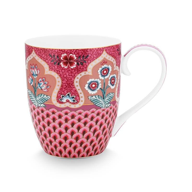 Mug xl Flower Festival Scallop Deco Dark Pink