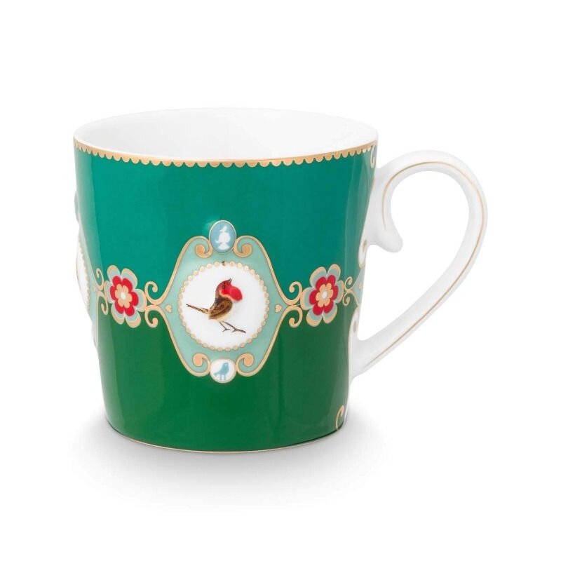 Taza Medalla de Tortolitos Grande Verde Esmeralda