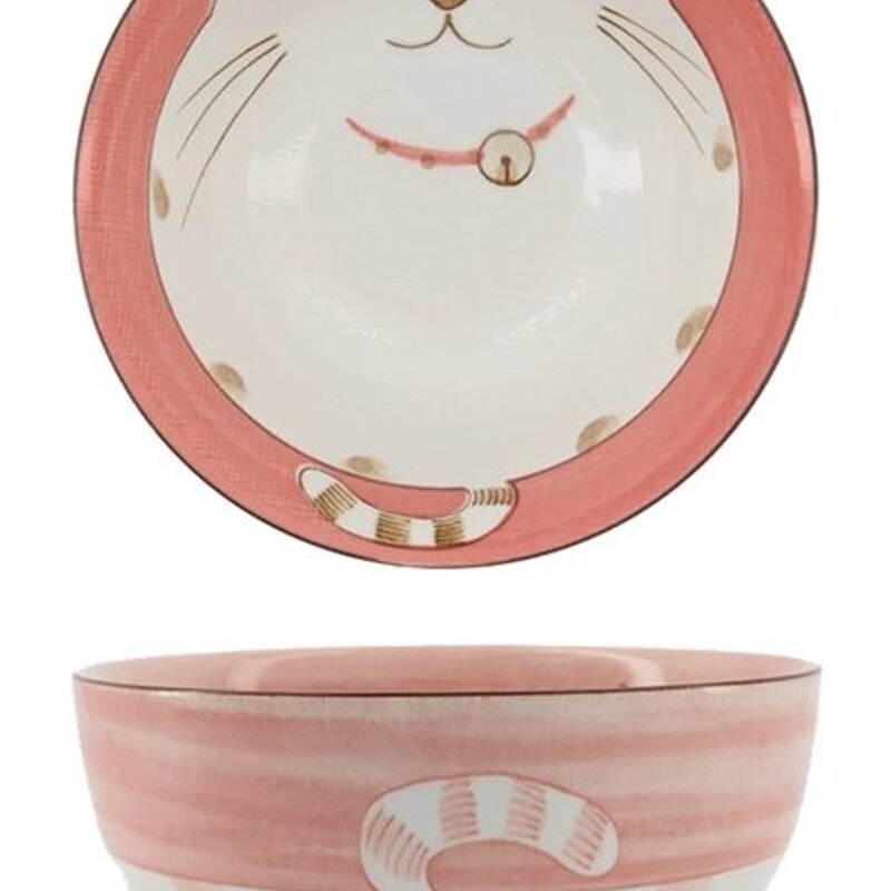 Tazón de arroz, Fuku Cat Neko, Kawaii, Rosa, Ø 20.3x8 cm, 1000ml