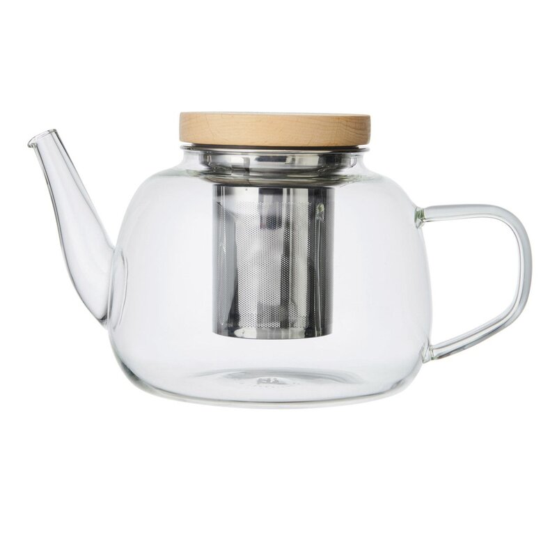 La Cafetière Rialto Tetera Con Infusor De Vidrio Con Filtro Y Tapa De Madera, 4 Tazas, 1.2L