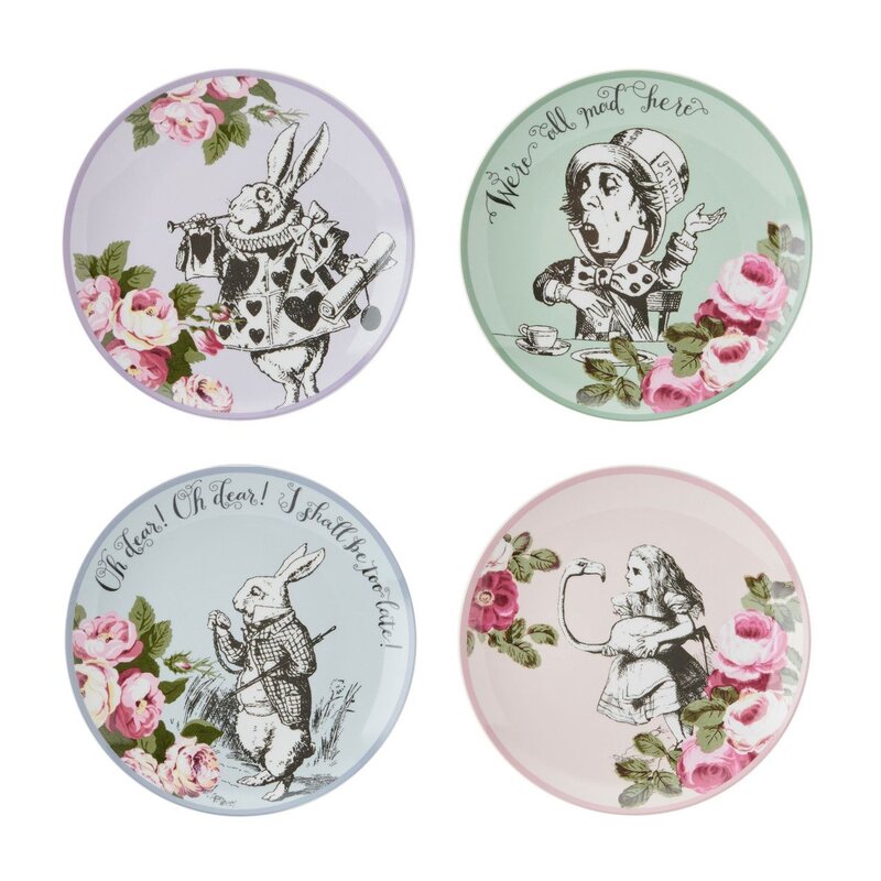 Mikasa and the V&A Alice In Wonderland Bone China Side Plates, Juego de 4, 21cm